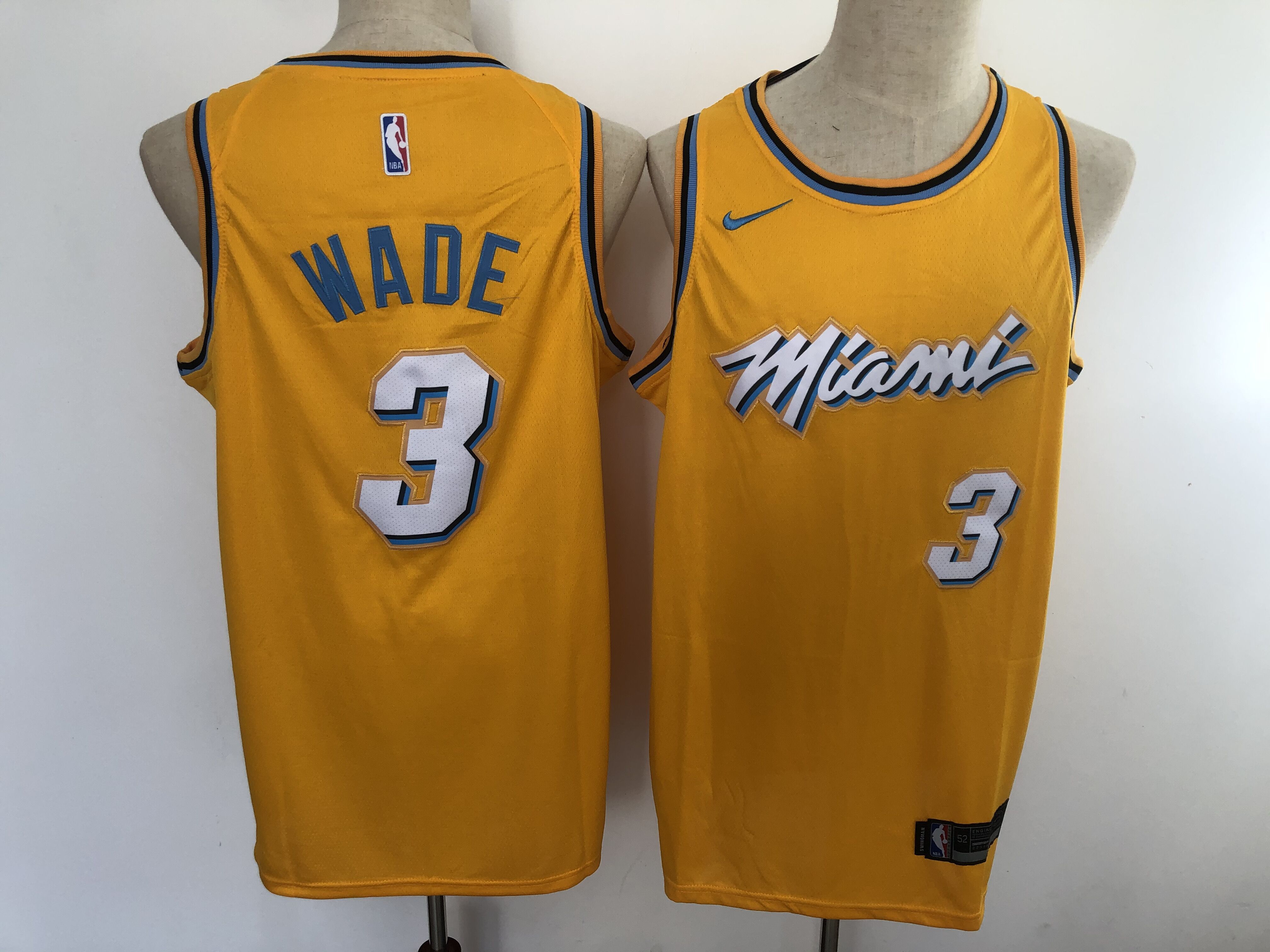 2020 Men Miami Heat 3 Wade yellow City Edition Game Nike NBA Jerseys